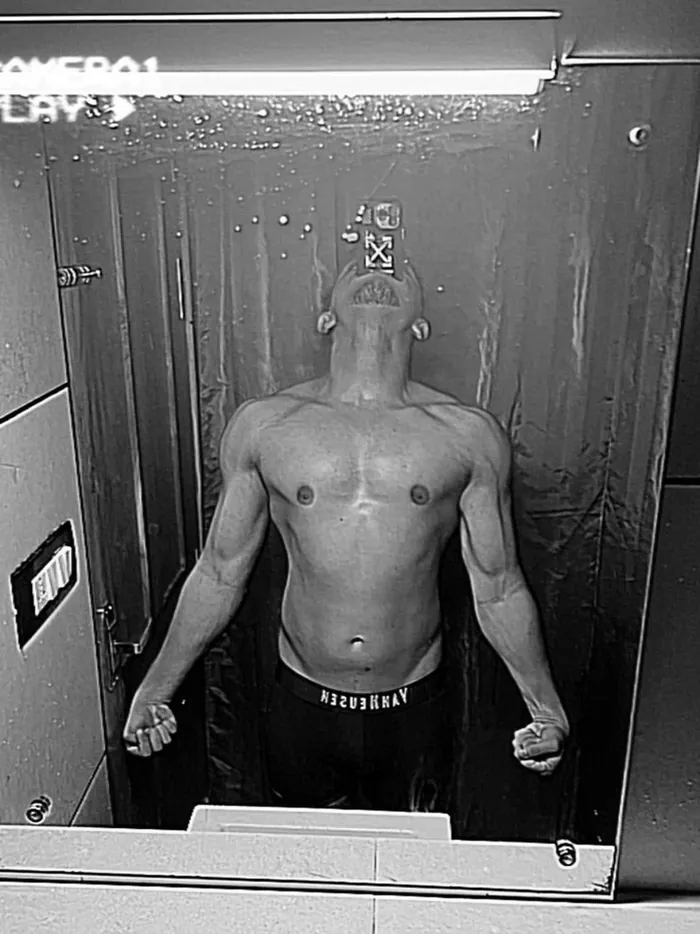 Client two after 120 days — lean torso with defined chest and abs